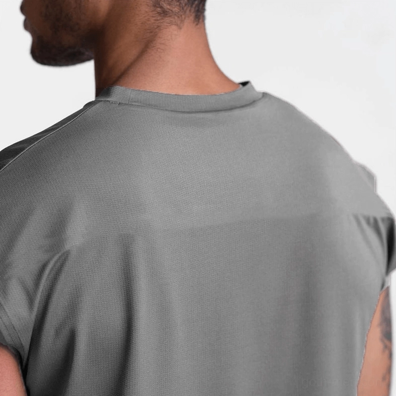 Army green gothic mesh tank top back view sleeveless shirt for men