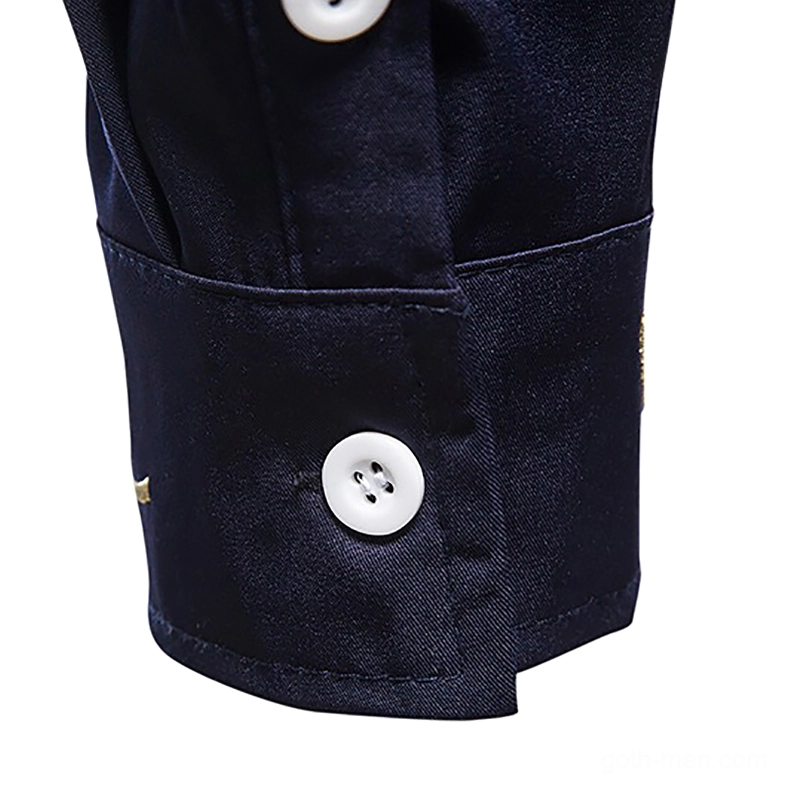 Asymmetric gothic shirt full body front flat lay with all embroidered details visible