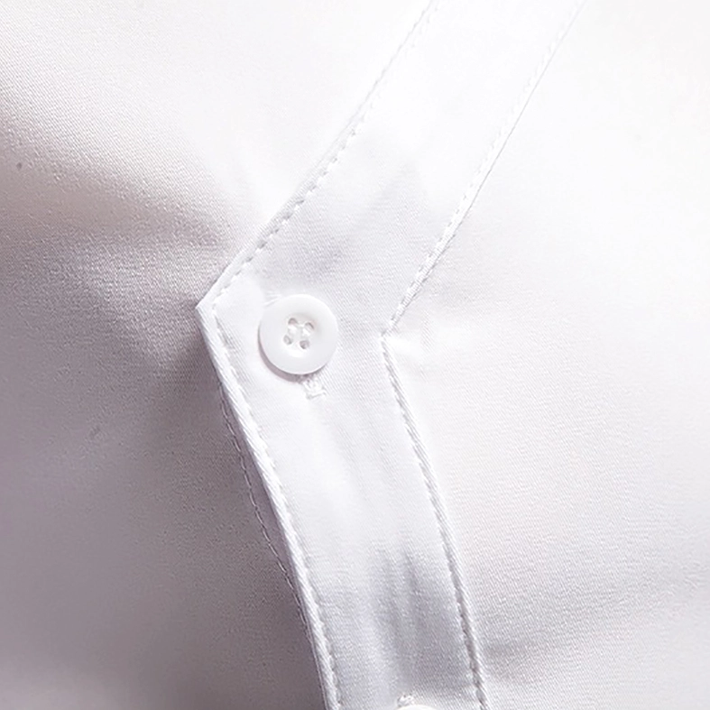 Asymmetric gothic shirt lower front view highlighting diagonal button line