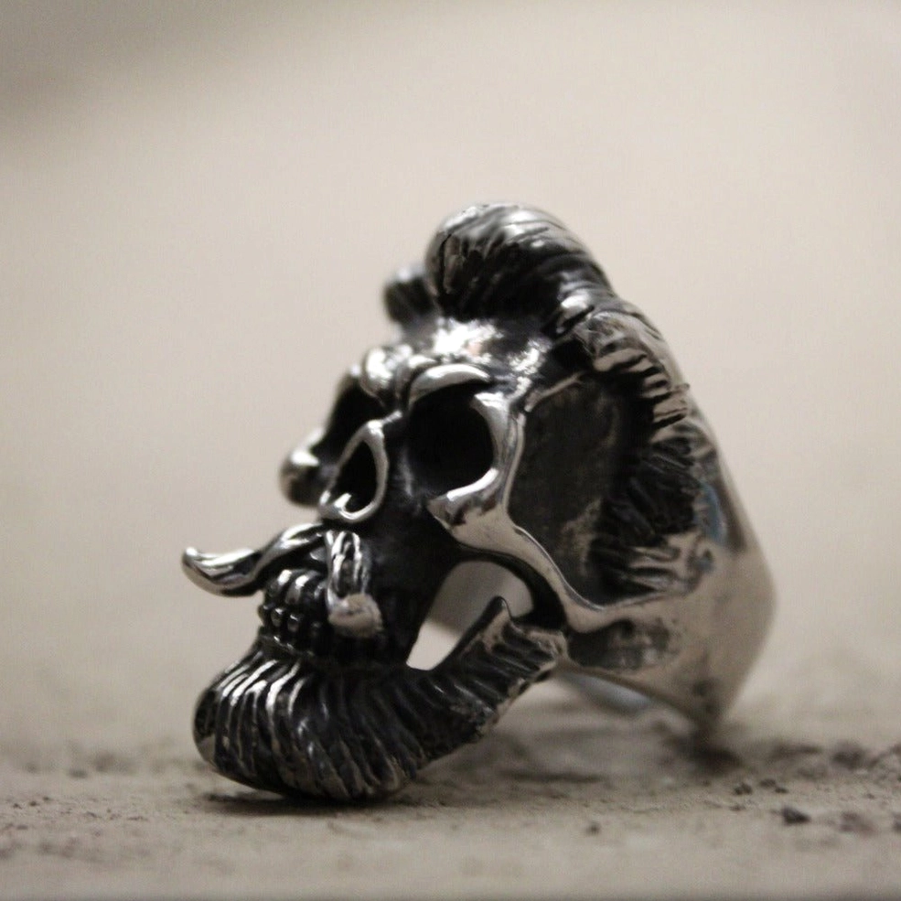 Bearded skull gothic ring stainless steel 316L surgical grade hypoallergenic fashion jewelry