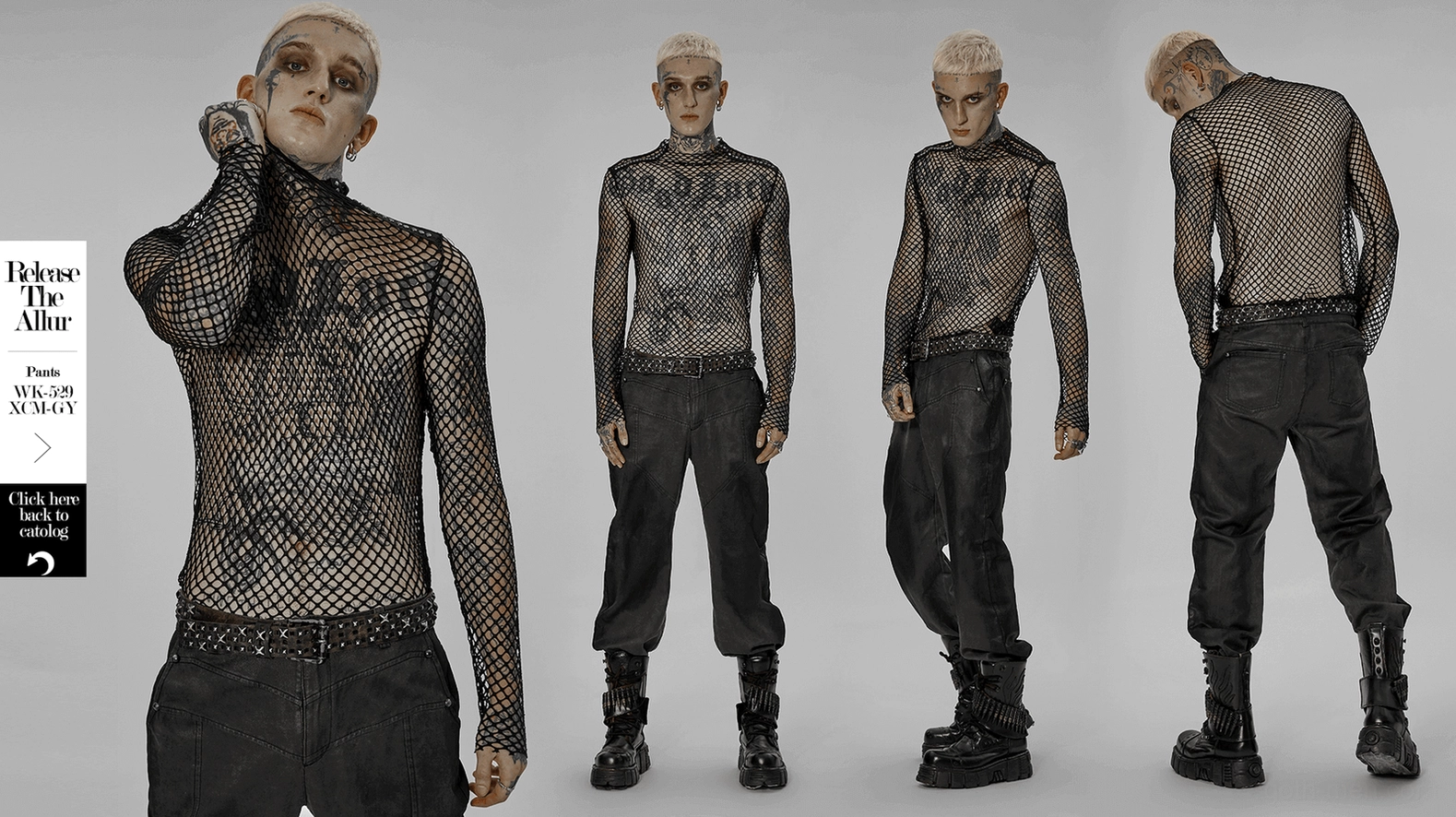 Black gothic fishnet long sleeve top underground alternative fashion statement piece