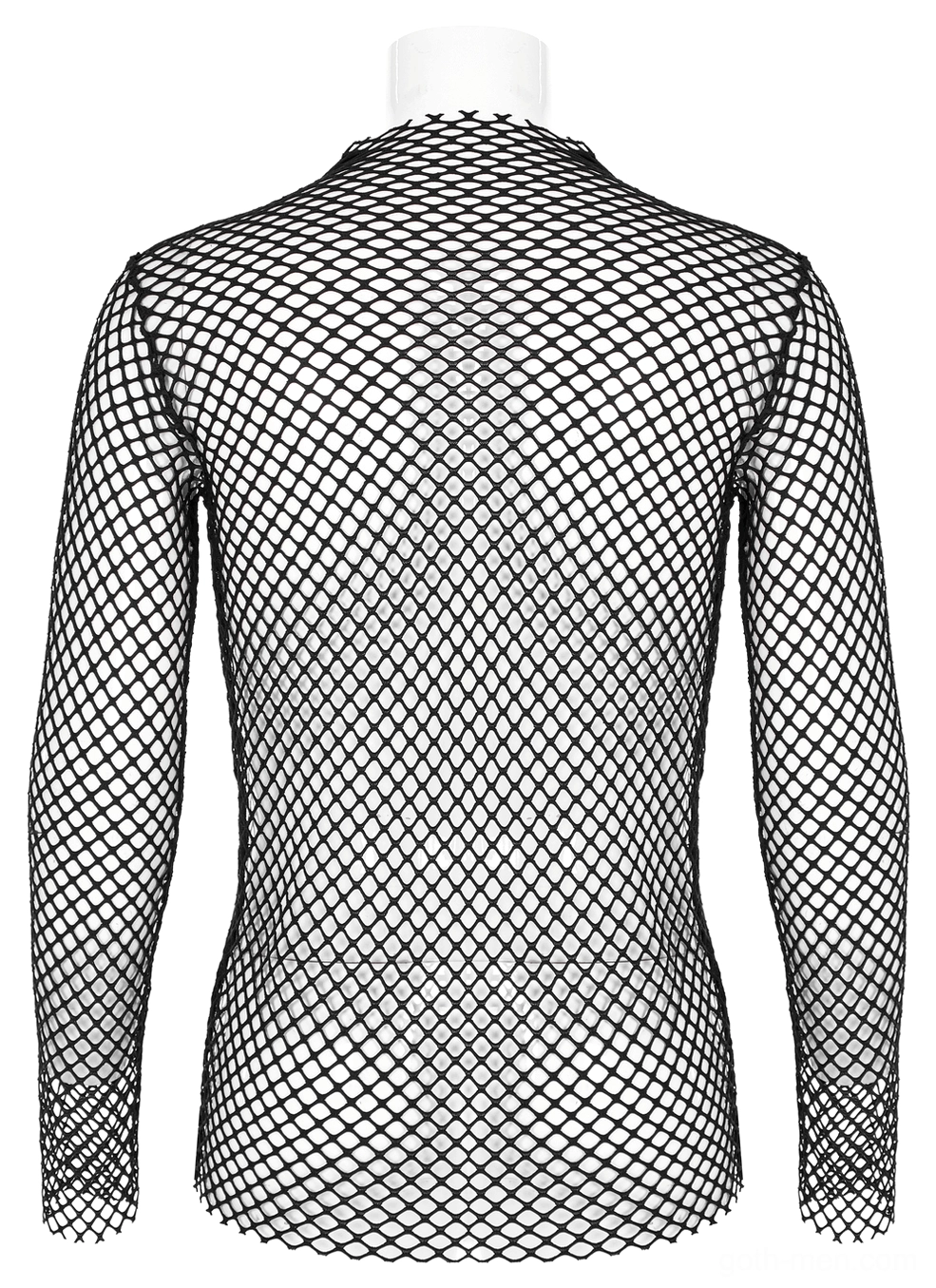 Black gothic fishnet mesh top back full view mannequin grid weave coverage
