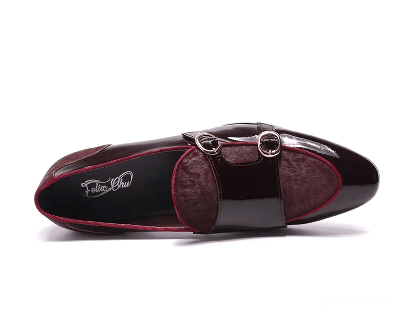 Black Gothic Loafers Angled Side View Highlighting Patent Leather and Suede Construction