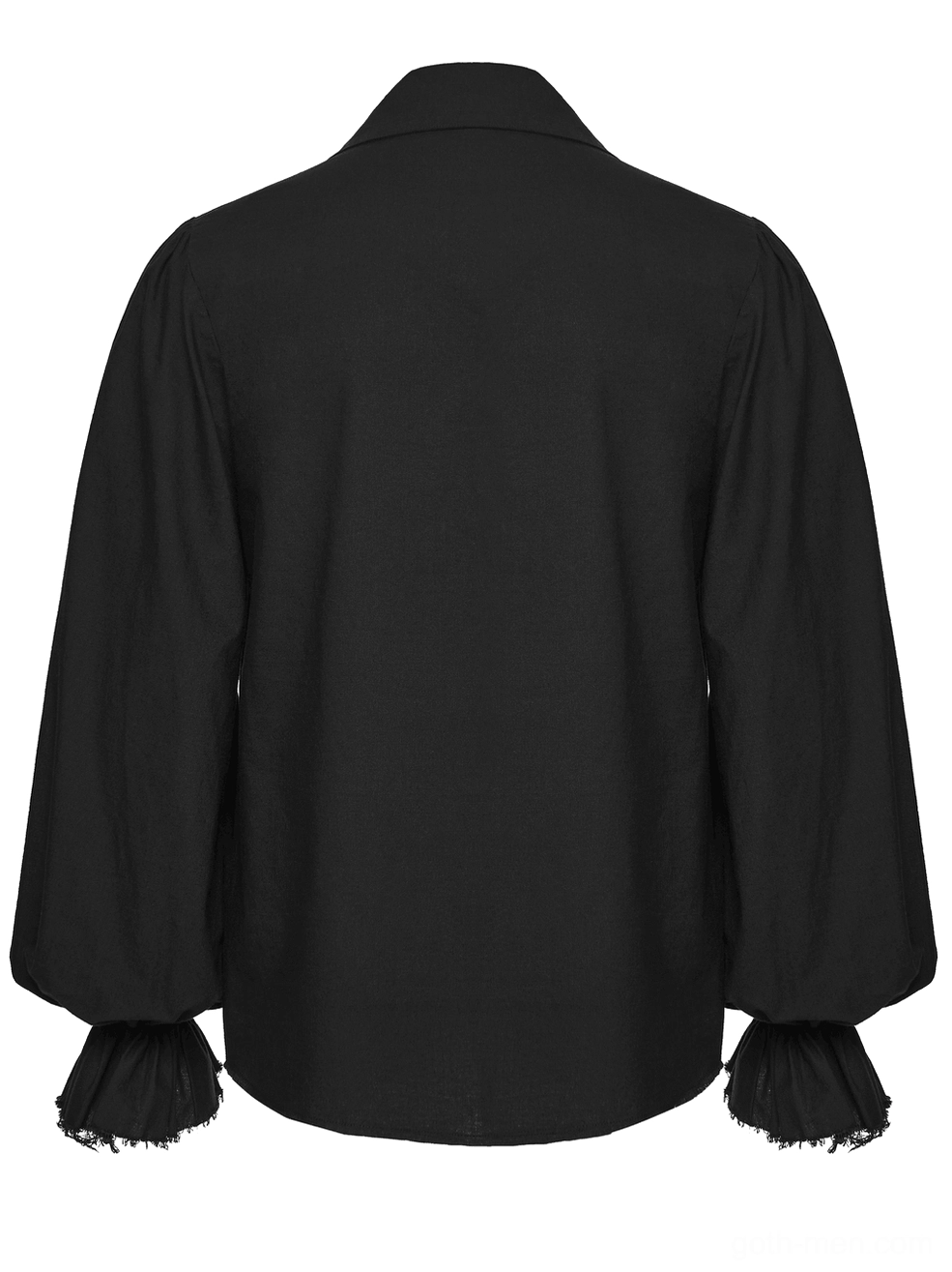 Black gothic poet shirt back flat lay detail showing simple rear design and gathered sleeves