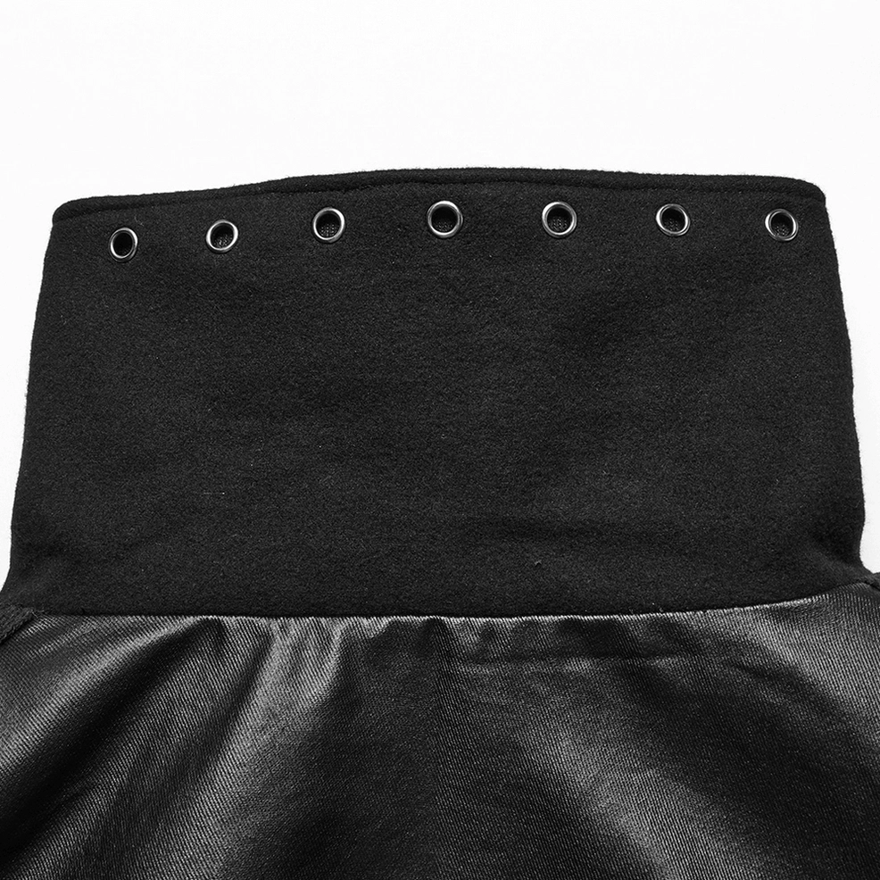 Black wool gothic cape main product shot showing architectural stand collar and full silhouette