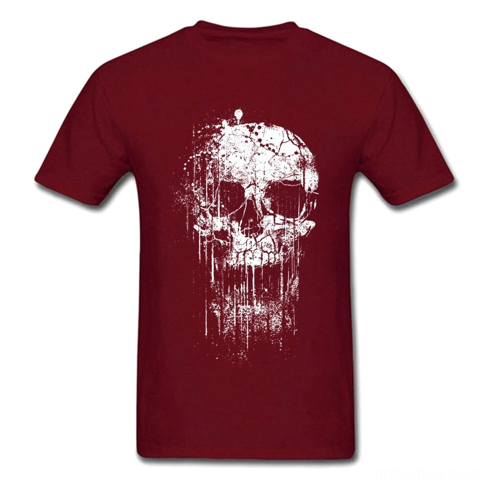 Burgundy distressed skull graphic gothic T-shirt Victorian dark aesthetic