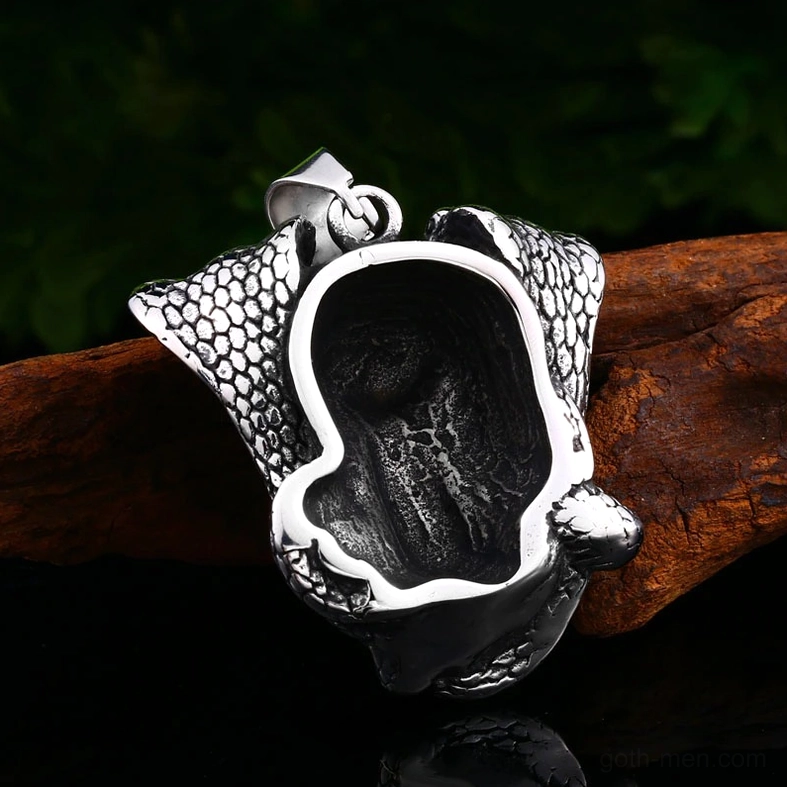 Cobra skull pendant rear close-up - scaled texture and craftsmanship detail