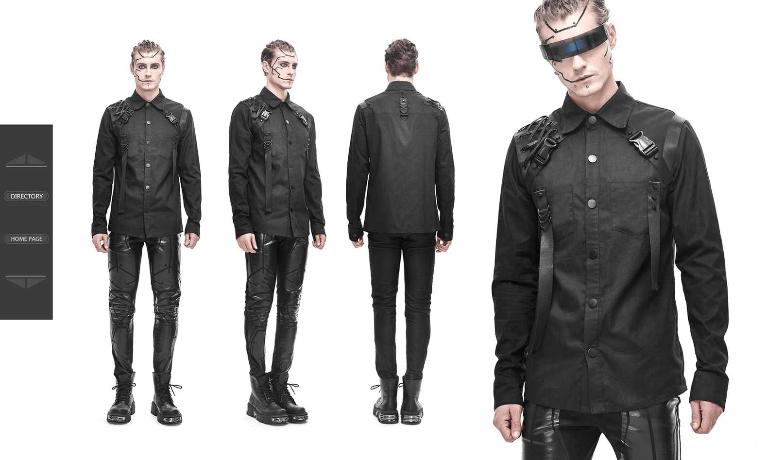 Cyberpunk tactical harness shirt complete outfit styling with dark aesthetic accessories