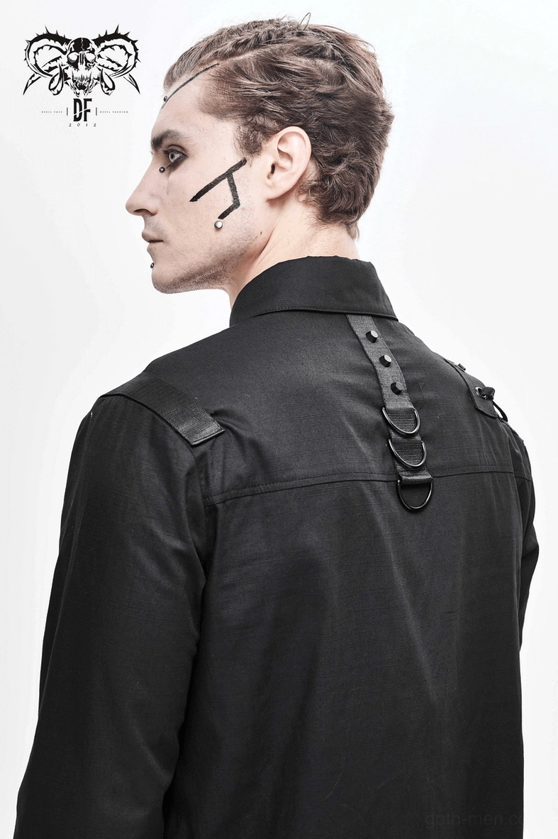 Cyberpunk tactical harness shirt styled look showing alternative fashion cyberpunk aesthetic