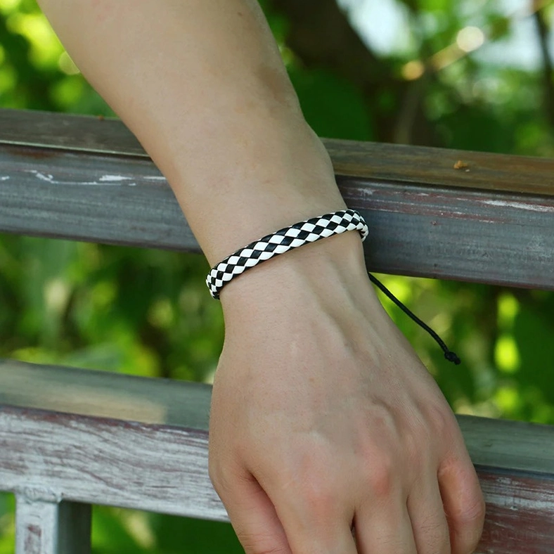 Dark aesthetic gothic braided leather bracelet subculture fashion accessory