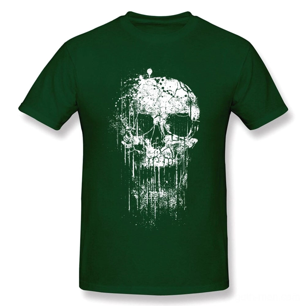 Dark green distressed skull print gothic T-shirt mysterious earthy aesthetic
