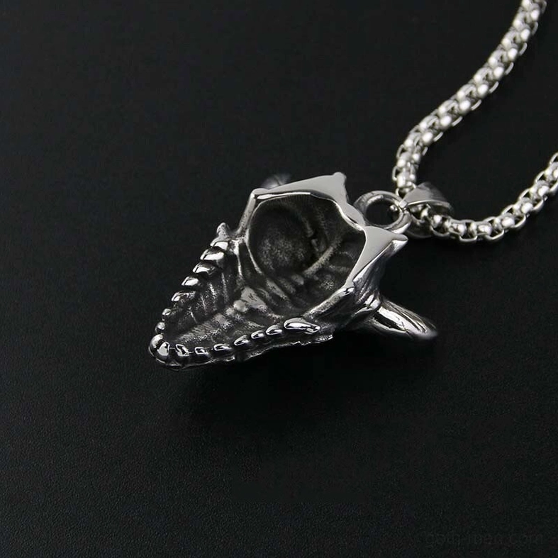 Demon skull pendant dark oxidized finish hanging necklace gothic jewelry subculture statement piece