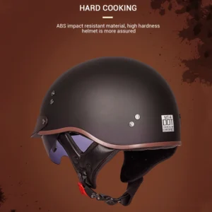 DOT certified gothic motorcycle helmet showing ABS impact resistant shell and DOT safety certification label