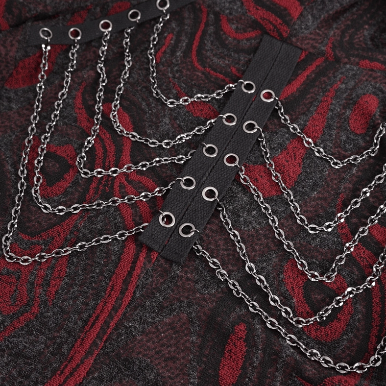 Side view detail of gothic coat showing sleeve design, marbled pattern continuity, and overall silhouette profile
