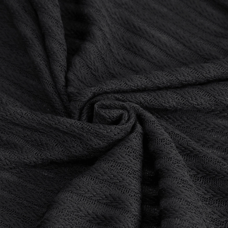 Gothic striped hoodie fabric composition showing polyester material quality