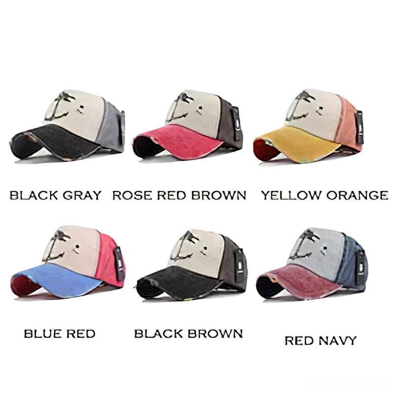 Six color variants of distressed cotton anchor baseball caps displayed flat lay, snapback closure visible
