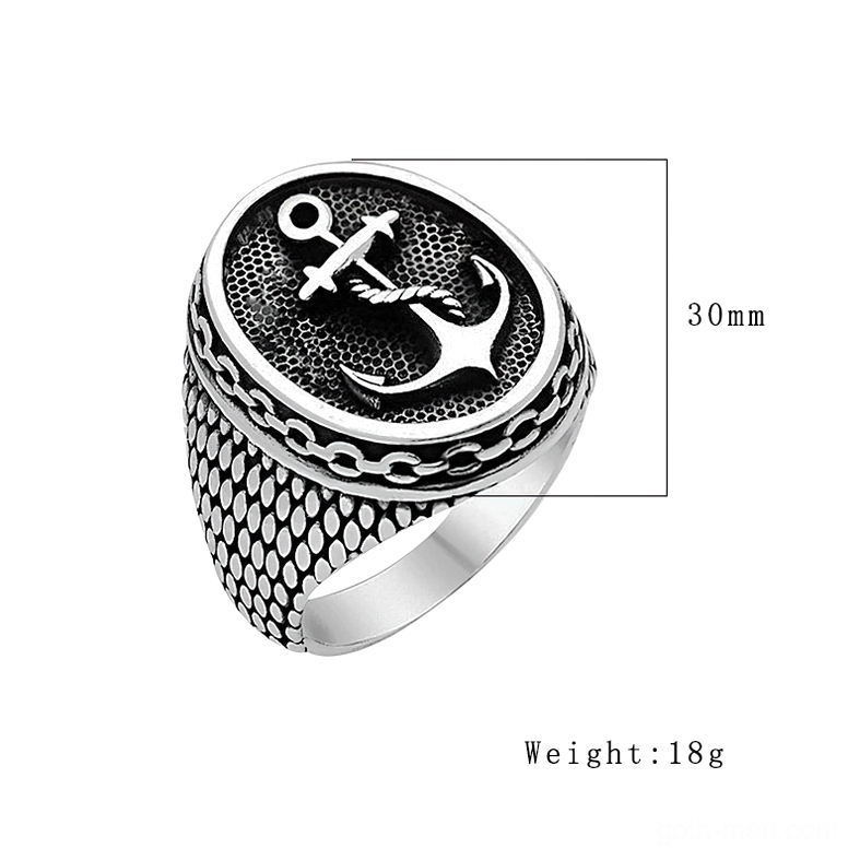 Anchor ring measurements and specifications - 30mm face 18g weight vintage metal alternative jewelry