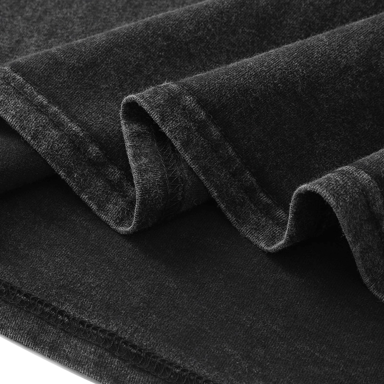 Soft cotton canvas fabric texture and rolled hem stitching on gothic anime tank top