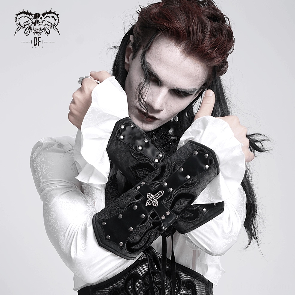 Gothic lace-up arm guard lifestyle image showing alternative fashion styling and wearable aesthetic