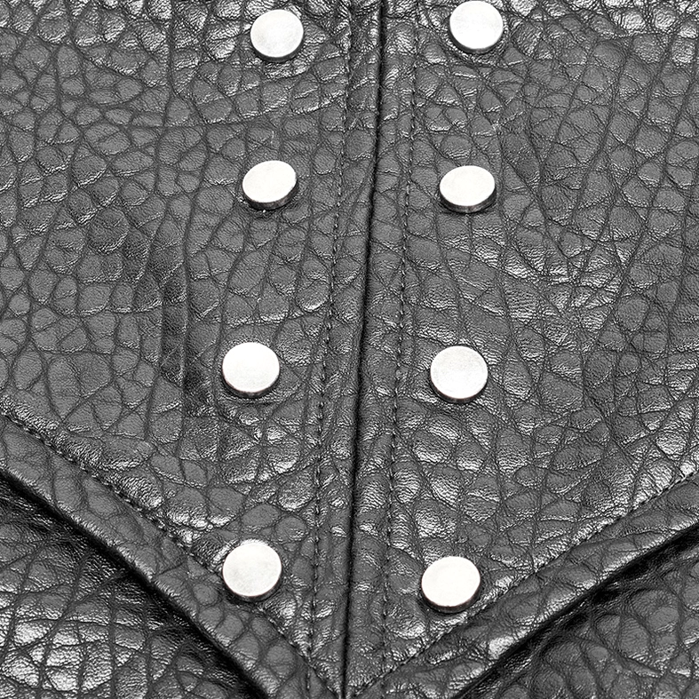 Gothic armor chest protector vest styling detail showing fabric construction and hardware integration