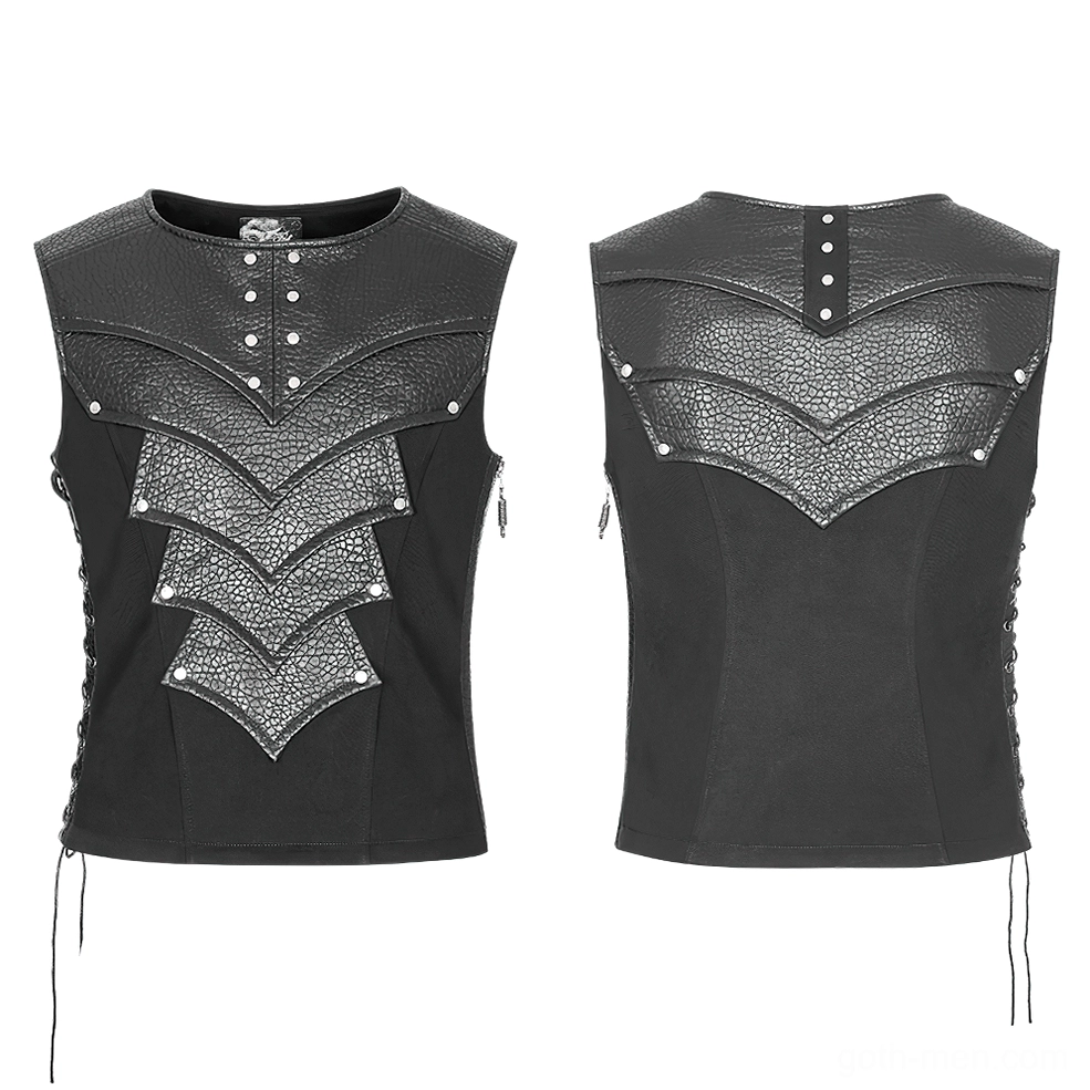 Gothic armor vest flat lay front and back showing complete construction and side zipper closure