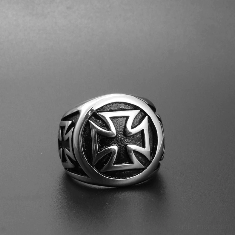 Celtic cross gothic ring full face design stainless steel biker jewelry