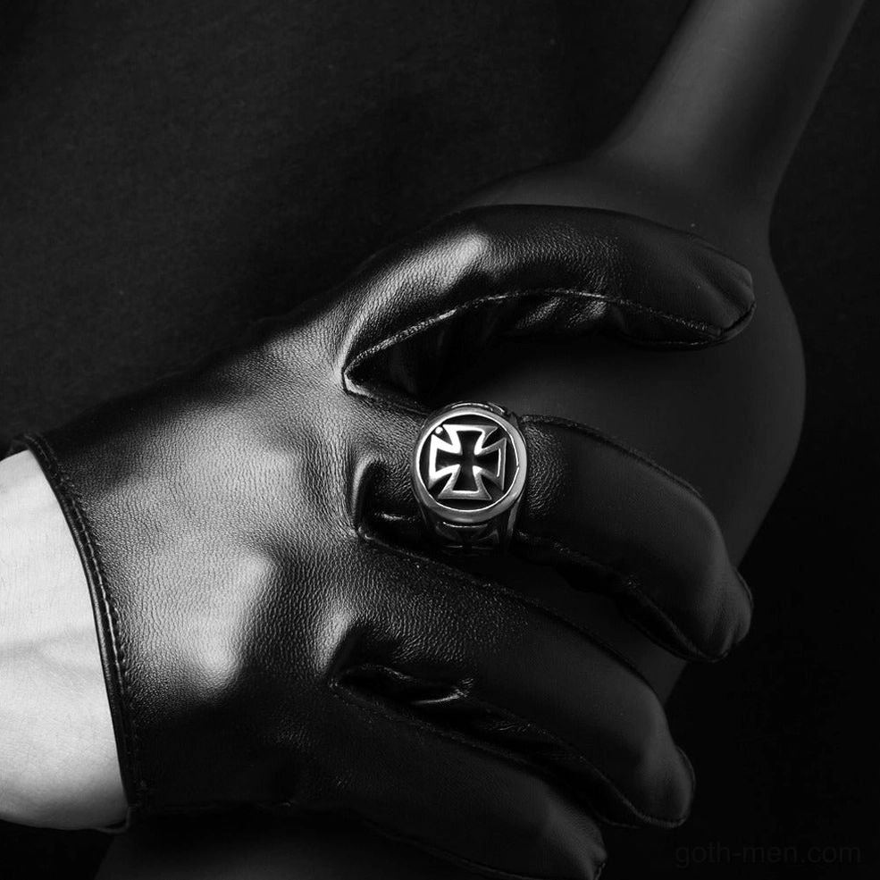 Celtic cross gothic statement ring stainless steel biker jewelry collection
