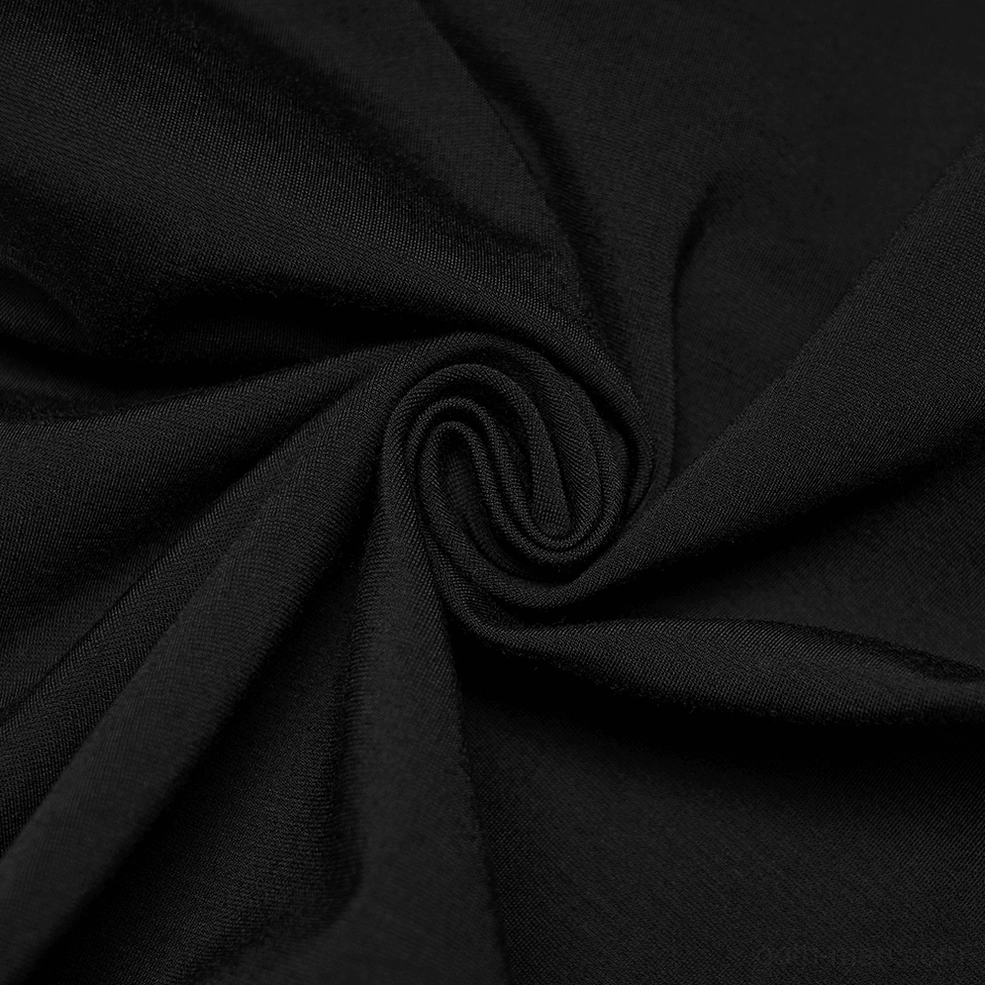 Additional detail view of gothic black slim pants lacing mechanism and side strap adjustability