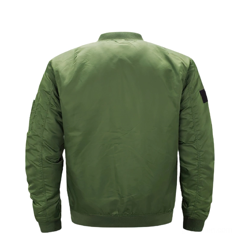 Olive green gothic oversized bomber jacket rear flat lay showing structured silhouette