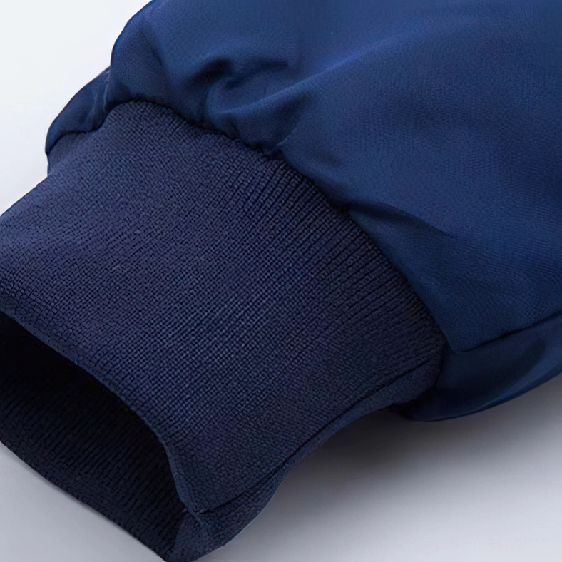 Gothic oversized padded bomber jacket detail showing ribbed cuff construction and fit engineering