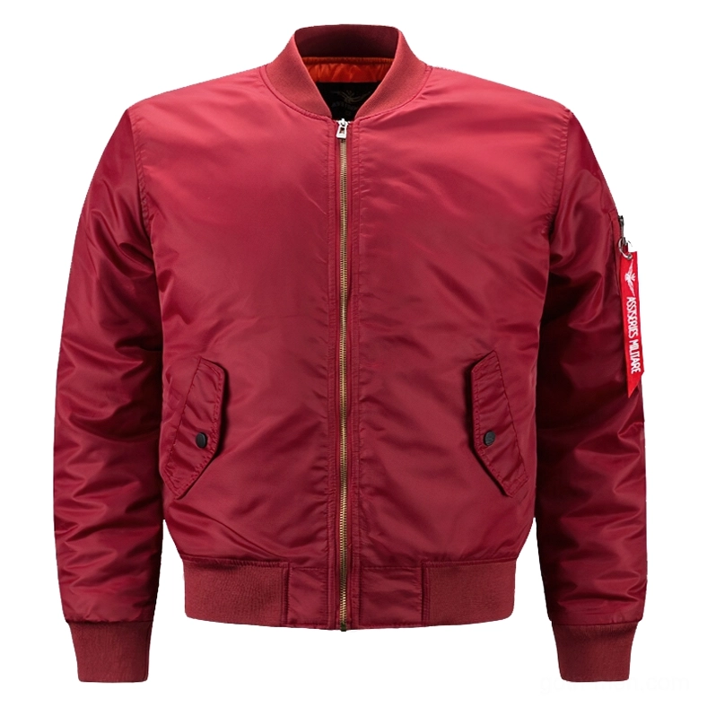 Wine red gothic oversized padded bomber jacket front flat lay with smooth satin-finish fabric