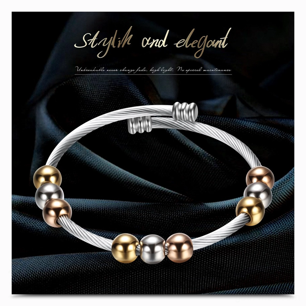 Stainless steel gothic cuff bracelet premium two-tone construction detail