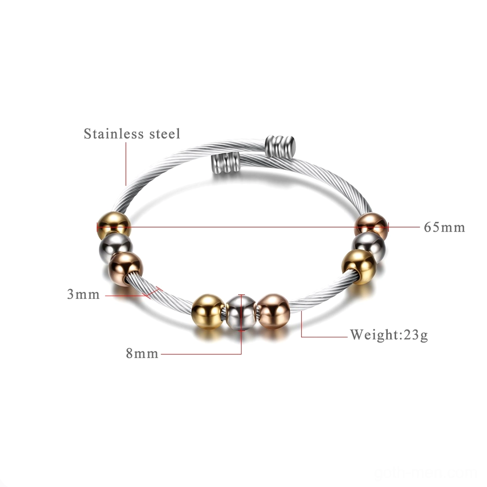 Two-tone gothic bracelet dimensions specifications 65mm inner diameter 3mm width
