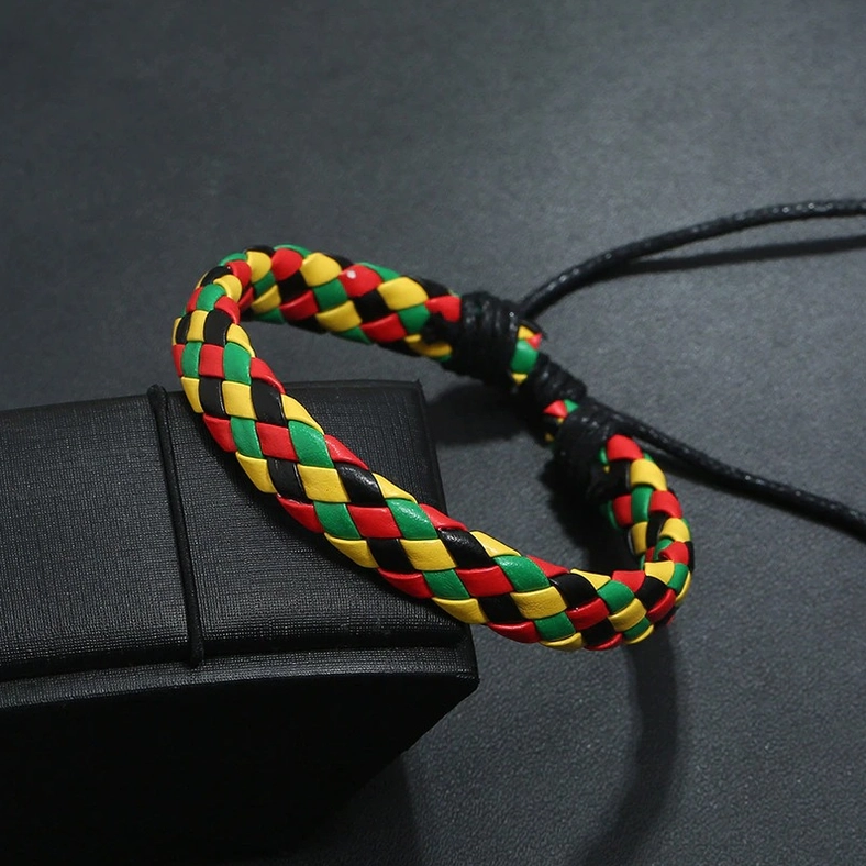 Gothic braided leather bracelet size and fit demonstration on wrist