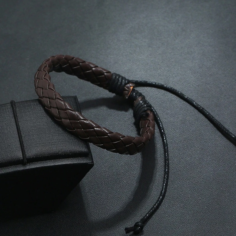 Gothic braided leather bracelet alternative fashion styling reference