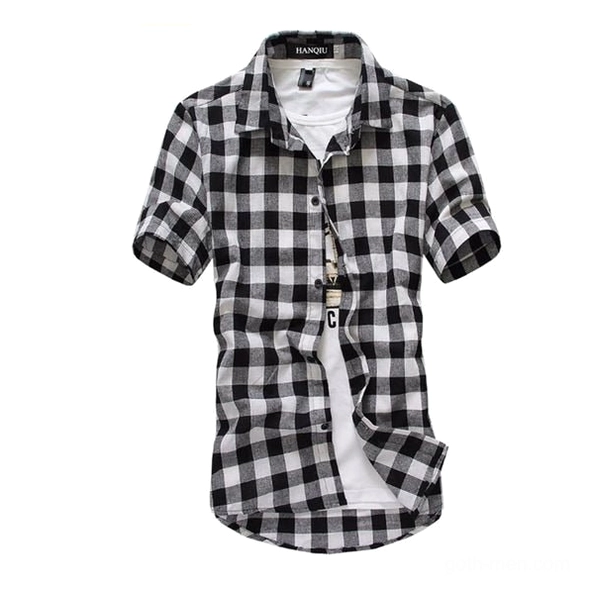Men's red and black buffalo plaid gothic shirt - front full view with classic check pattern