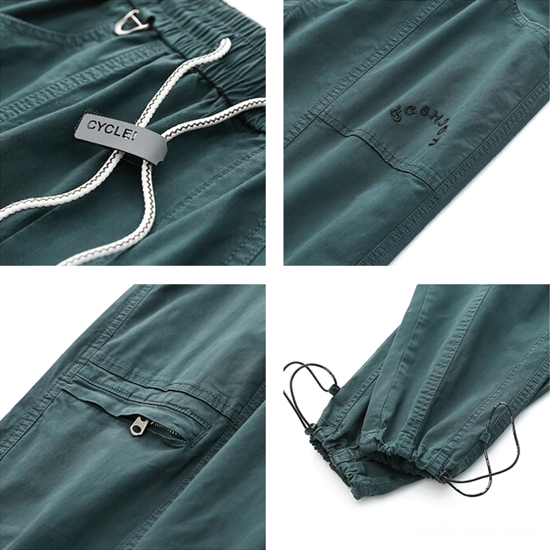 Alternative angle of gothic cargo harem pants highlighting overall construction quality and seam detail