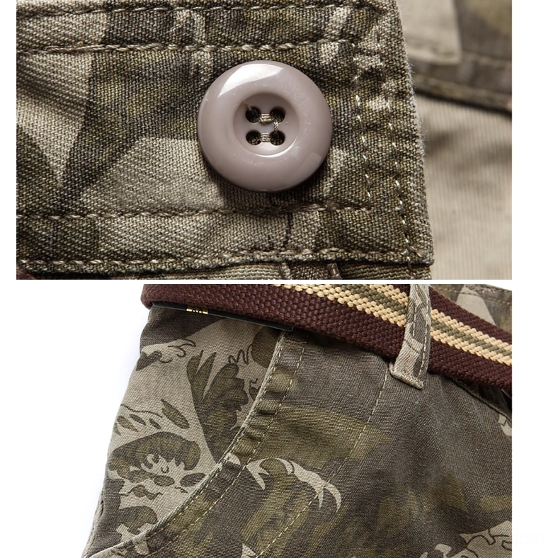 Military cargo pants detail view showing pocket construction and fabric texture - gothic trousers craftsmanship