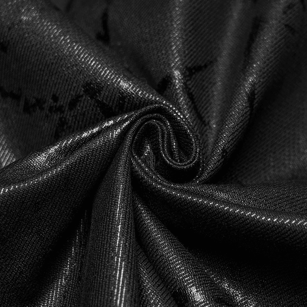 Full-length black gothic chain buckle kilt with side lacing worn by male model front facing