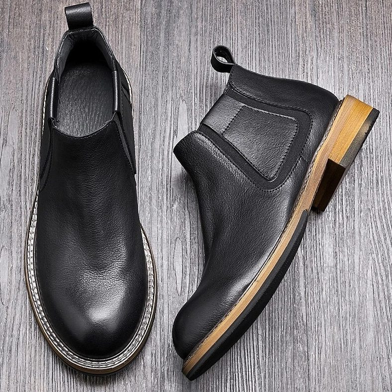 Brown leather Chelsea boots with fur lining option, enhanced warmth for alternative footwear