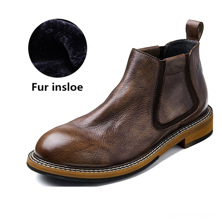 Plush black fur insole lining material closeup, premium thermal lining for gothic Chelsea boots