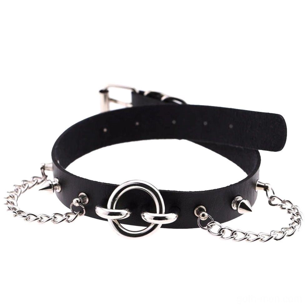 Gothic spiked chain choker size measurement guide - adjustable length reference
