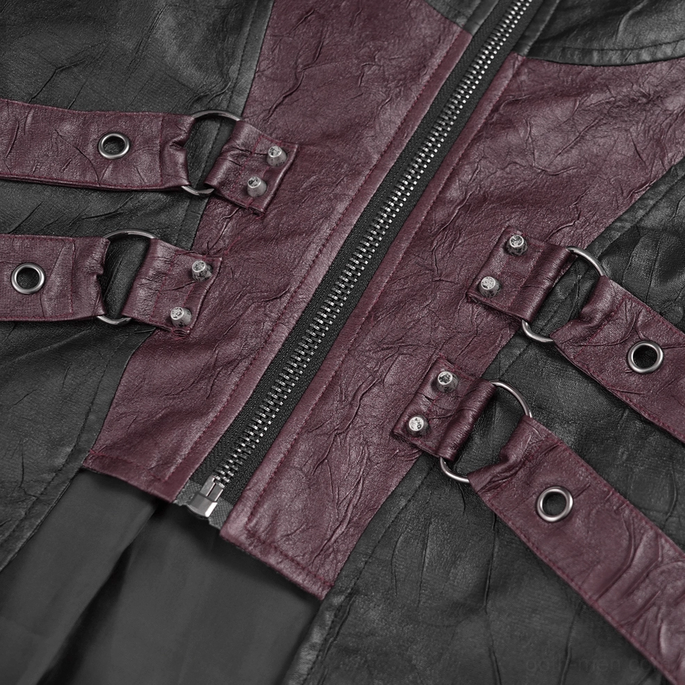 Full-length gothic buckled coat structured silhouette with architectural panel design and dramatic hem