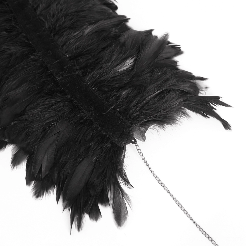 Gothic collar clasp fastening with velvet strap and metal chain, construction detail