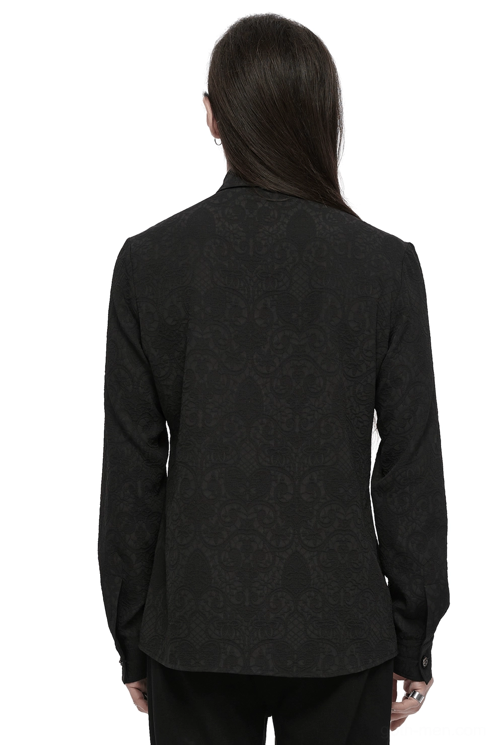 Victorian gothic lace-up shirt back view damask jacquard texture