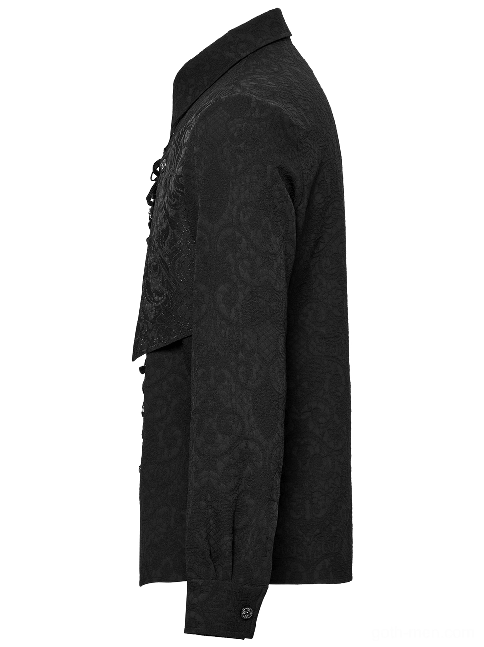 Gothic lace-up shirt side view fitted silhouette victorian collar