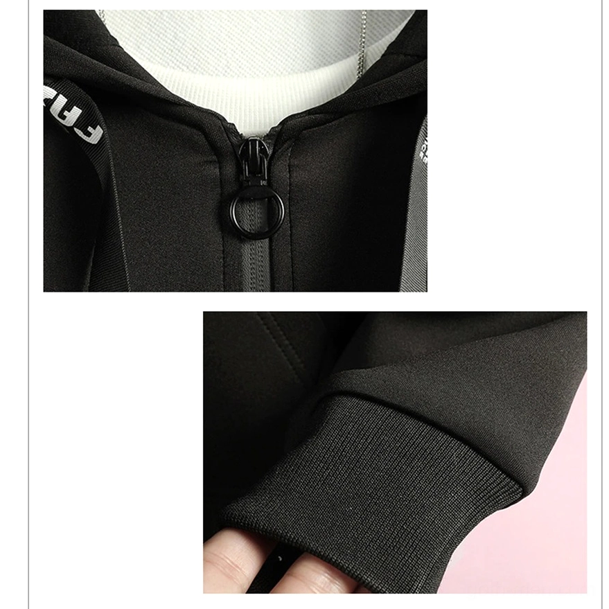 Close-up of gothic coat full-length zipper pull and drawstring detail