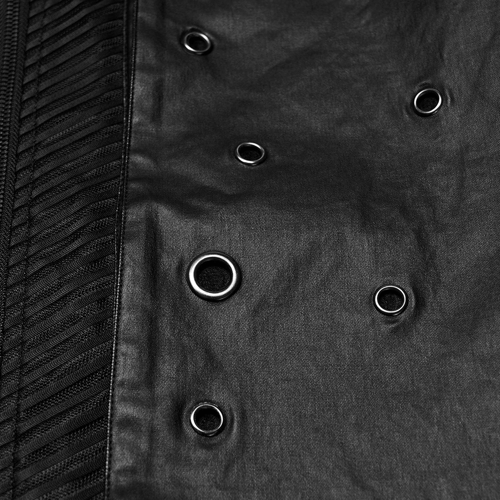 Men's gothic cyberpunk eyelet jacket product showcase - full model view on white background
