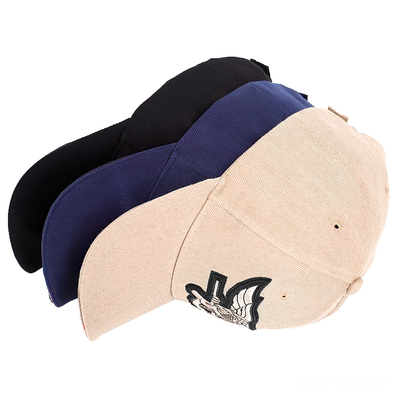 Three color options of gothic embroidered baseball cap black navy khaki