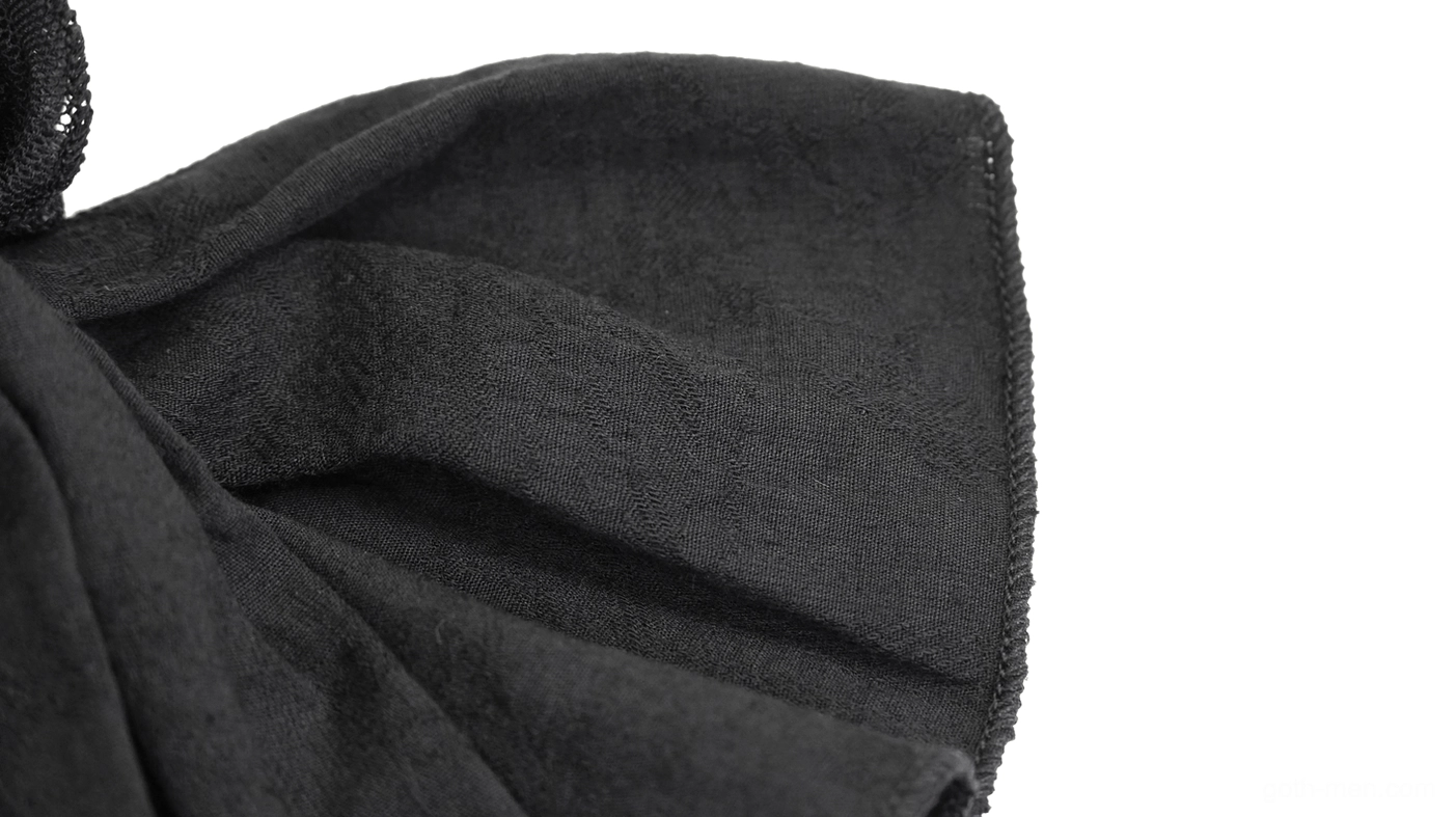 Gothic lace jabot necktie styled with dark academia aesthetic showing brooch positioning and layered ruffles